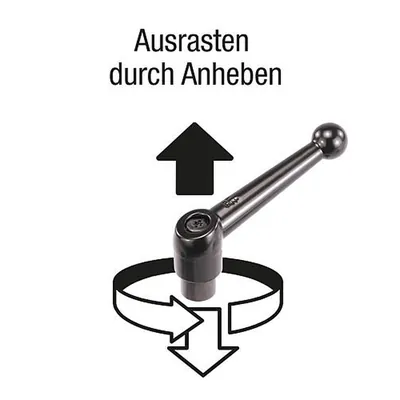 Produktbild von KIPP - KLEMMHEBEL GR.3 M10 ZINK, SCHWARZ SEIDENMATT, KOMP:STAHL