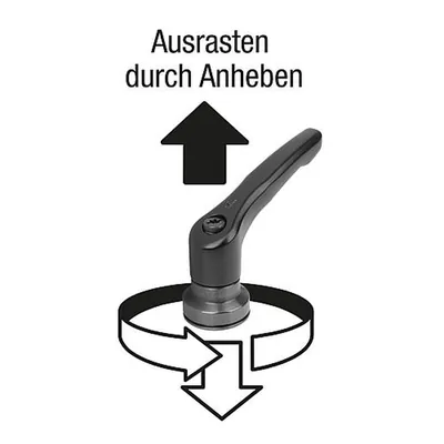Produktbild von KIPP - KLEMMHEBEL MIT SPANNKRAFTVERSTÄRKER GR.2 M08X40, ZINK SCHWARZ RAL9005 SE
