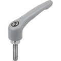 Produktbild von KIPP - KLEMMHEBEL GR.2 M08X35, ZINK GRAU RAL7040 STRUKTURMATT, KOMP:STAHL BLAU-