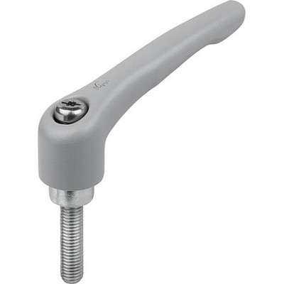 Produktbild von KIPP - KLEMMHEBEL GR.2 M08X35, ZINK GRAU RAL7040 STRUKTURMATT, KOMP:STAHL BLAU-