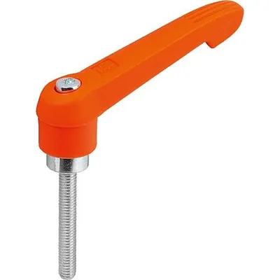 Produktbild von KIPP - KLEMMHEBEL GR.1 M06X30, KUNSTSTOFF ORANGE RAL2004, KOMP:STAHL BLAU-PASSI