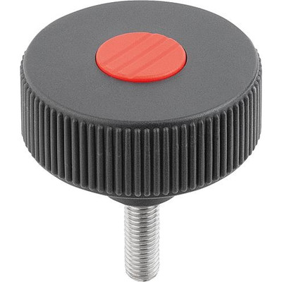 Produktbild von KIPP - RÄNDELRAD GR.2, D1=50 D=M10X20, , FORM:L, THERMOPLAST SCHWARZGRAU RAL702