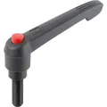 Produktbild von KIPP - KLEMMHEBEL MIT DRUCKKNOPF GR.4 M10X35, KUNSTSTOFF SCHWARZGRAU RAL7021, K