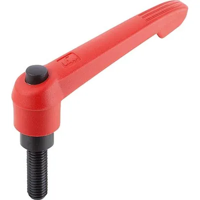 Produktbild von KIPP - KLEMMHEBEL MIT DRUCKKNOPF GR.1 M05X25, KUNSTSTOFF ROT RAL3020, KOMP:STAH
