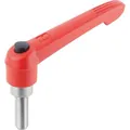 Produktbild von KIPP - KLEMMHEBEL MIT DRUCKKNOPF GR.4 M12X60 KUNSTSTOFF, ROT RAL3020, KOMP:EDEL