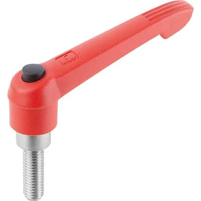 Produktbild von KIPP - KLEMMHEBEL MIT DRUCKKNOPF GR.4 M12X60 KUNSTSTOFF, ROT RAL3020, KOMP:EDEL