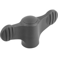 KIPP FLÜGELGRIFF D=M06 A=50, H=24, FORM:K MIT INNENGEWINDE, THERMOPLAST SCHWARZGRAU RAL7021, KOMP:STAHL BLAU (K0274.106) Produktbild