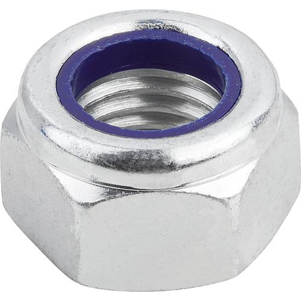 KIPP SECHSKANTMUTTER MIT KLEMMSTÜCK, NIEDRIGE FORM DIN985, M12, SW=19, STAHL 10 GALVANISCH VERZINKT, KOMP:POLYAMID Produktbild img1 L
