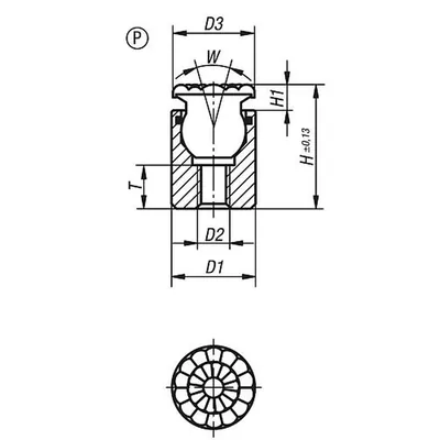 Produktbild von KIPP - PENDELAUFLAGE MIT O-RING M10, D1=24, DK=20, FORM:P, VERGÜTUNGSSTAHL VERG