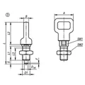 Produktbild von KIPP - ARRETIERBOLZEN MIT ÖSENGRIFF GR.2 D1=M12X1,5, D=6, FORM:D M.RASTNUT, M.K