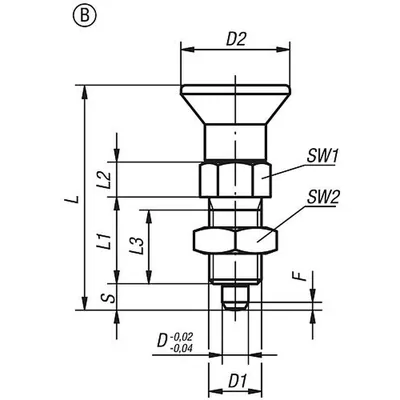 Produktbild von KIPP - ARRETIERBOLZEN GR.9 D1=M06X0,75, D=3, FORM:B O.RASTNUT, M.KONTERMUTTER, 