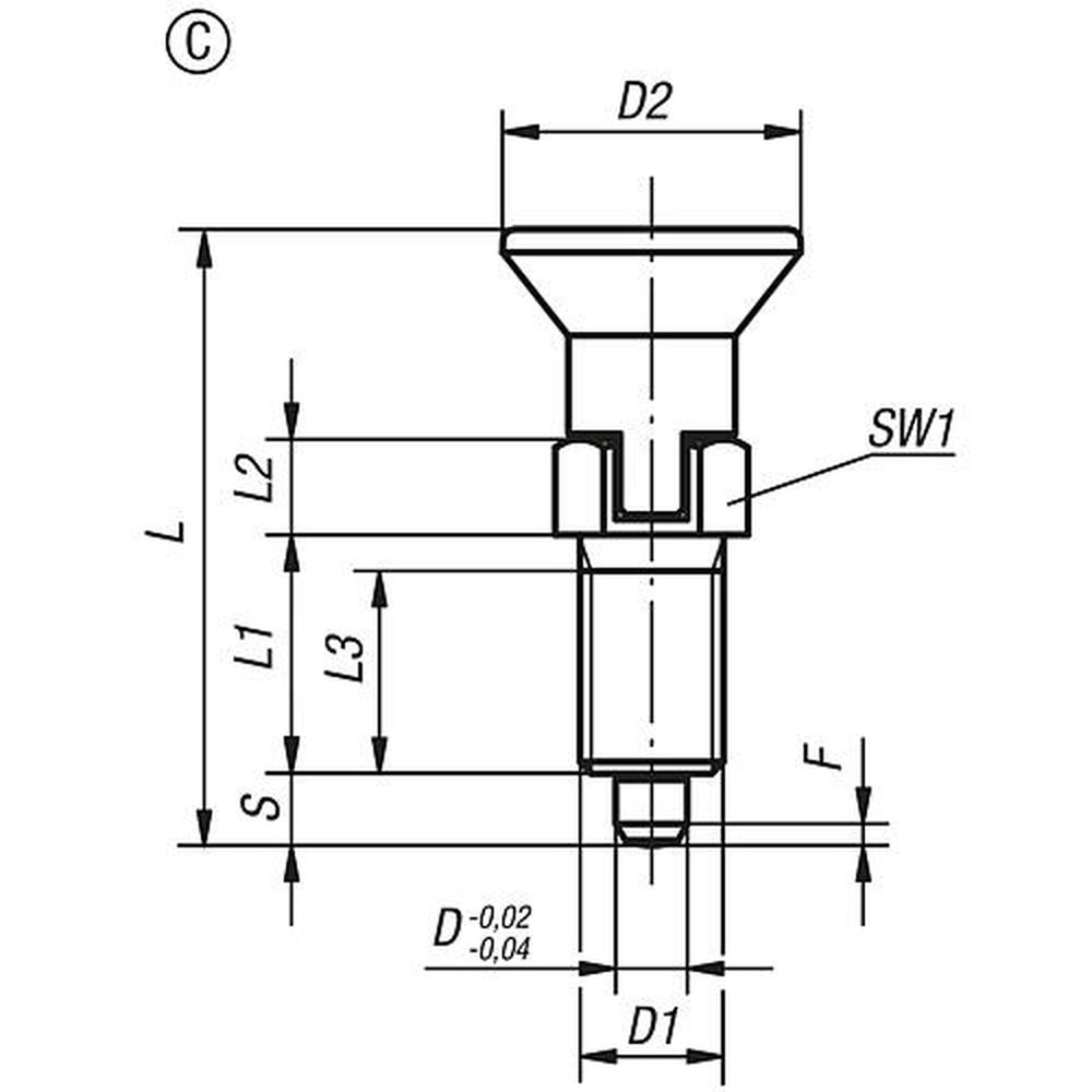 KIPP ARRETIERBOLZEN GR.0 D1=M08X1, D=4, FORM:C M.RASTNUT, O.KONTERMUTTER, EDELSTAHL 1.4034 GEHÄRTET, (K0338.0300484) Produktbild img2 L