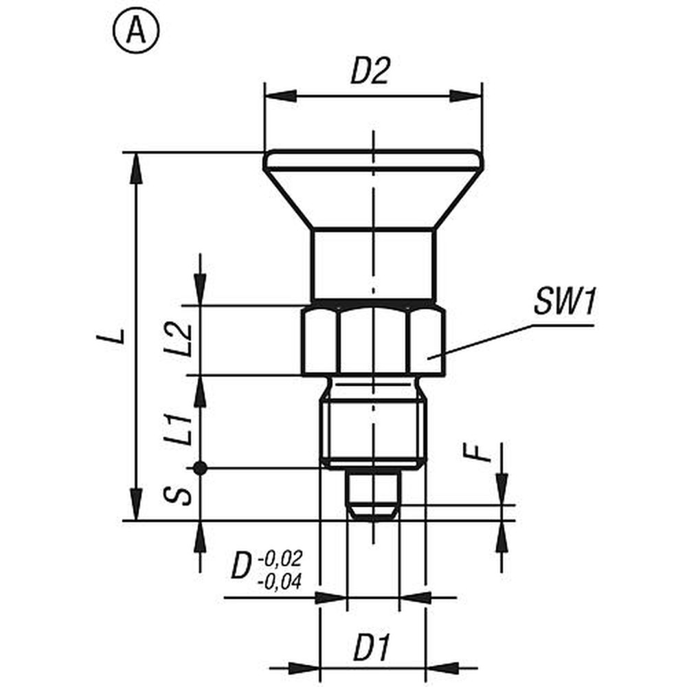 KIPP ARRETIERBOLZEN GR.9 D1=M06X0,75, D=3, FORM:A OHNE RASTNUT OHNE KONTERMUTTER, KURZE AUSFÜHRUNG, STAHL GEHÄRTET, (K0631.5903) Produktbild img2 L