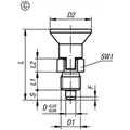 Produktbild von KIPP - ARRETIERBOLZEN, KURZE AUSFÜHRUNG GR.1 D1=M10X1, D=5, FORM:C M.RASTNUT, O