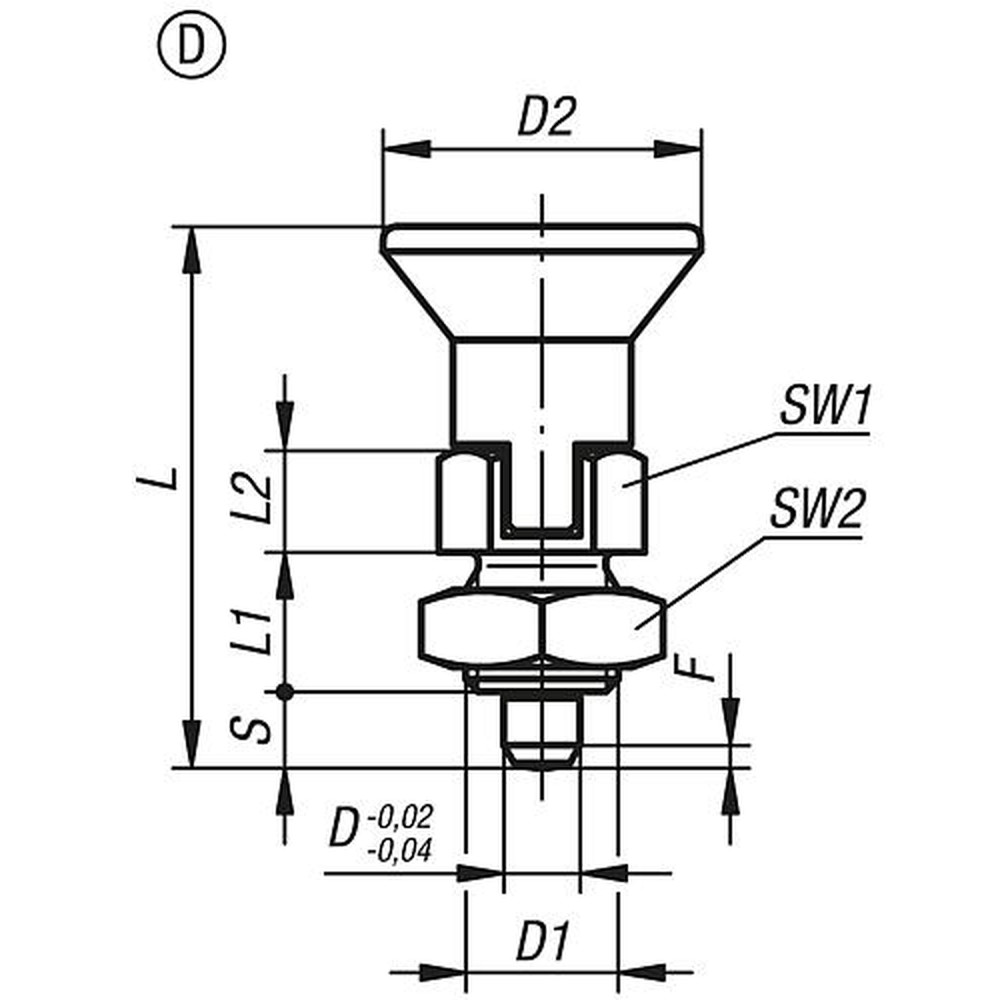 KIPP ARRETIERBOLZEN GR.0 D1=M08X1, D=4, FORM:D MIT RASTNUT MIT KONTERMUTTER, KURZE AUSFÜHRUNG, EDELSTAHL UNGEHÄRTET, (K0631.1800484) Produktbild img2 L