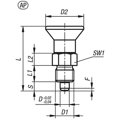Produktbild von KIPP - ARRETIERBOLZEN KURZE AUSFÜHRUNG MIT GEWINDESICHERUNG GR.9 M06X0,75, D=3,