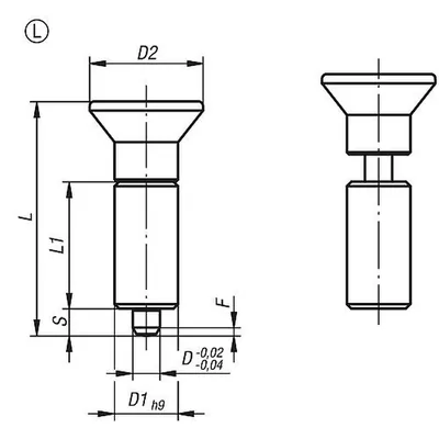 Produktbild von KIPP - ARRETIERBOLZEN OHNE RASTNUT GR.2, FORM:L, EDELSTAHL UNGEHÄRTET, KOMP:THE