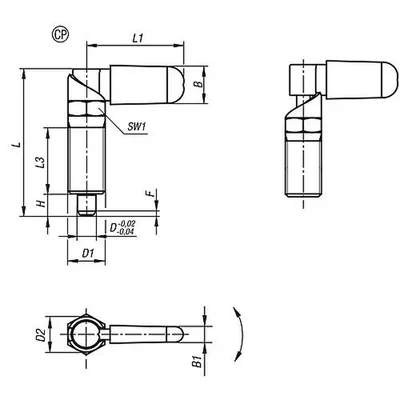 Produktbild von KIPP - SPERRRIEGEL MIT SECHSKANT, D=10, M16X1,5, FORM:CP MIT KAPPE, OHNE MUTTER