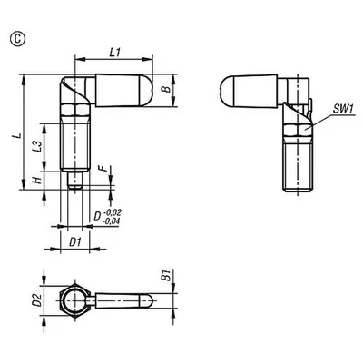 Produktbild von KIPP - SPERRRIEGEL MIT ANSCHLAG, LINKS, D=5, M12, FORM:C M. GEWINDEHÜLSE, M. KA