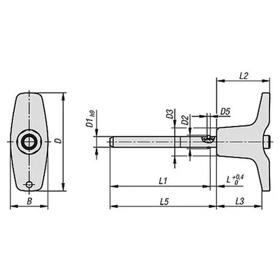 Produktbild von KIPP - KUGELSPERRBOLZEN MIT KOPFARRETIERUNG MIT T-GRIFF, D1=6, L5=100, EDELSTAH