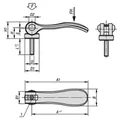 Produktbild von KIPP - EXZENTERHEBEL EINSTELLBAR GR.1 M05X40, A=70,4, B=21,5, ALUMINIUM SCHWARZ