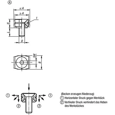 Produktbild von KIPP - KEILSPANNER GLATT MIT SENKSCHRAUBE, FORM:A D=M05X15, L=9,5, STAHL GEHÄRT