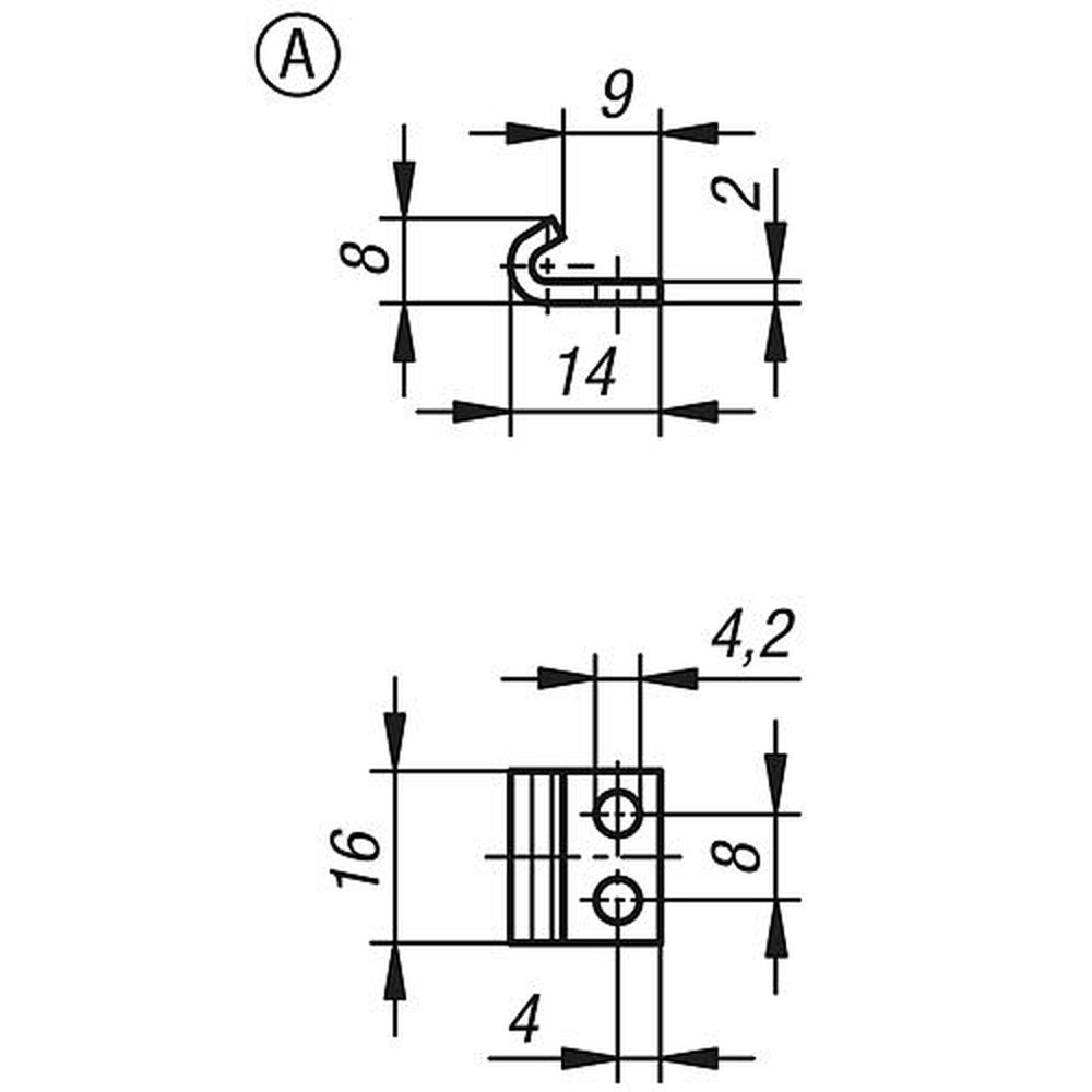 KIPP GEGENHAKEN FÜR SPANNVERSCHLUSS, EINSTELLBAR, FORM:A, EDELSTAHL 1.4301 BLANK (K0046.9142142) Produktbild img2 L