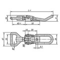 KIPP SPANNVERSCHLUSS MIT SPANNHAKEN EINSTELLBAR, ANSCHRAUBBOHRUNG SICHTBAR, FORM:A STANDARD, STAHL VERZINKT, F1=6500 (K0051.1611451) Produktbild img2 S
