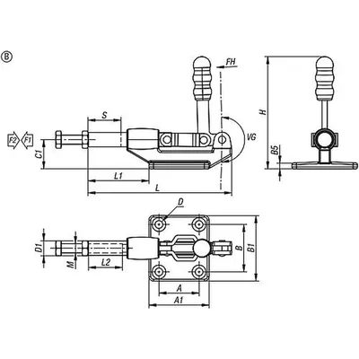 Produktbild von KIPP - SCHUBSTANGENSPANNER STANDARD, FORM:B, F2=6675, STAHL VERZINKT, KOMP:KUNS