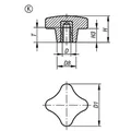 Produktbild von KIPP - KREUZGRIFF ÄHNLICH DIN6335 D=M06, D1=32, H=20, FORM:K, DUROPLAST SCHWARZ
