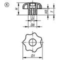 Produktbild von KIPP - STERNGRIFF ÄHNLICH DIN6336 D=M12, D1=50 H=32, FORM:K, THERMOPLAST SCHWAR