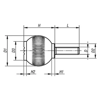 Produktbild von KIPP - GRIFFKUGEL GR.2, D1=32 D=M08X20, THERMOPLAST SCHWARZGRAU RAL7021, KOMP:E