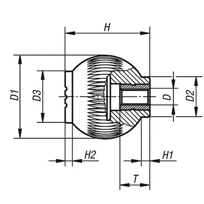 Produktbild von KIPP - GRIFFKUGEL GR.4, D1=50 D=M12, THERMOPLAST SCHWARZGRAU RAL7021, KOMP:STAH