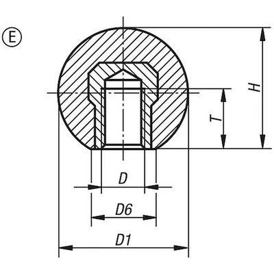 Produktbild von KIPP - KUGELKNOPF GLATTE AUSFÜHRUNG DIN319 ERWEITERT, D1=36, D=M10, FORM:E MIT