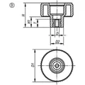 Produktbild von KIPP - RÄNDELRAD GR.1, D1=40 D=M06 , FORM:D, THERMOPLAST SCHWARZGRAU RAL7021, K