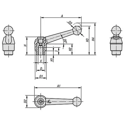 Produktbild von KIPP - KLEMMHEBEL GR.3 M10 ZINK, SCHWARZ SEIDENMATT, KOMP:STAHL