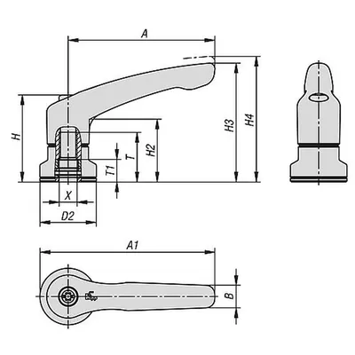 Produktbild von KIPP - KLEMMHEBEL MIT SPANNKRAFTVERSTÄRKER GR.4 M10, ZINK SCHWARZ RAL9005 STRUK