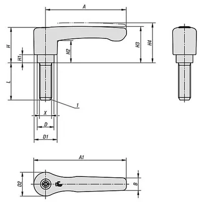 Produktbild von KIPP - KLEMMHEBEL FLACH GR.3 M08X50, ZINK SCHWARZ RAL9005 SEIDENMATT, KOMP:EDEL
