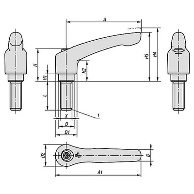 Produktbild von KIPP - KLEMMHEBEL GR.9 M03X20, ZINK SCHWARZ RAL9005 SEIDENMATT, KOMP:STAHL BRÜN