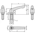 Produktbild von KIPP - KLEMMHEBEL GR.2 M08X20, ZINK GRAU RAL7040 STRUKTURMATT, KOMP:EDELSTAHL B