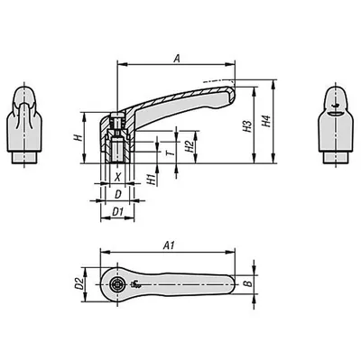 Produktbild von KIPP - KLEMMHEBEL GR.1, M04, HOCHLEISTUNGSTHERMOPLAST GELB RAL1021, KOMP:EDELST