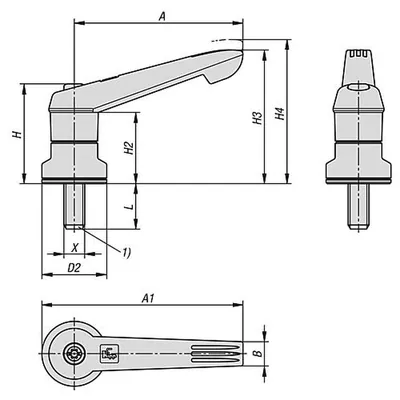 Produktbild von KIPP - KLEMMHEBEL MIT SPANNKRAFTVERSTÄRKER GR.5 M12X50, KUNSTSTOFF GRÜN RAL6032