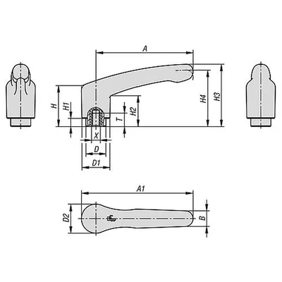 Produktbild von KIPP - KLEMMHEBEL ECO GR.1 M04, KUNSTSTOFF ROT RAL3020, KOMP:MESSING