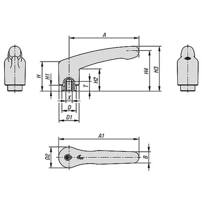 Produktbild von KIPP - KLEMMHEBEL MIT SICHERHEITSFUNKTION GR.2 M08, KUNSTSTOFF ROT RAL3020, KOM