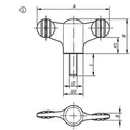 Produktbild von KIPP - FLÜGELGRIFF D=M05X15 A=50, H=24, FORM:L MIT AUßENGEWINDE, THERMOPLAST SC