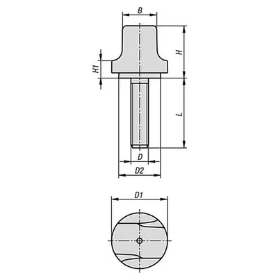 Produktbild von KIPP - GRIFFSCHRAUBE GR.3 D=M05X15 D1=25 H=22,9, FORM:L THERMOPLAST, SCHWARZGRA