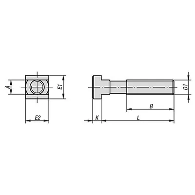 Produktbild von KIPP - SCHRAUBE FÜR T-NUT DIN787 D1=M10X45, L=63, VERGÜTUNGSSTAHL SCHWARZ