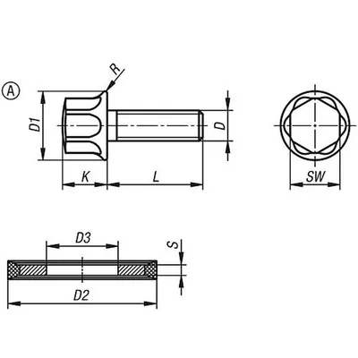 Produktbild von KIPP - SCHRAUBE M. DICHT + UNTERLAGSCHEIBE M04X12, FORM:A OHNE SCHAFT, EDELSTAH