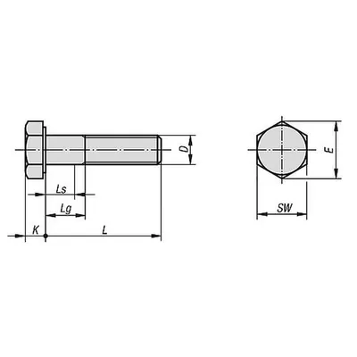Produktbild von KIPP - SECHSKANTSCHRAUBE MIT SCHAFT DIN931, ISO4014 M08X45, SW=13, STAHL 10.9 B