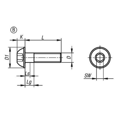 Produktbild von KIPP - SCHRAUBE HALBRUNDKOPF DIN EN ISO7380-2 FORM:B M. INNENSECHSKANT U. BUND 
